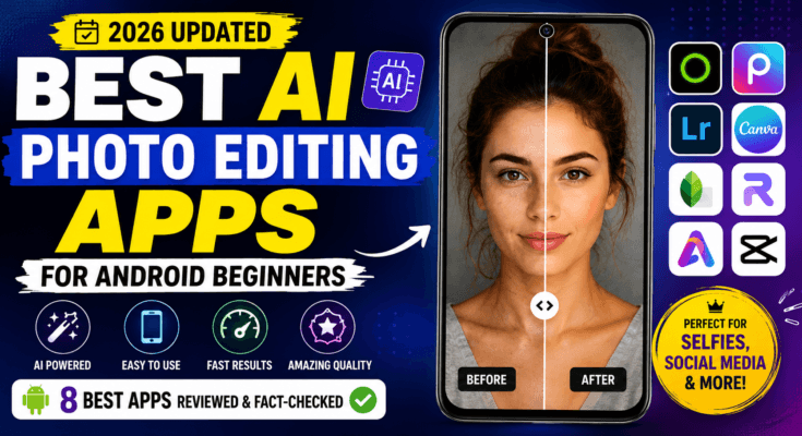 best AI photo editing apps for Android beginners 2026